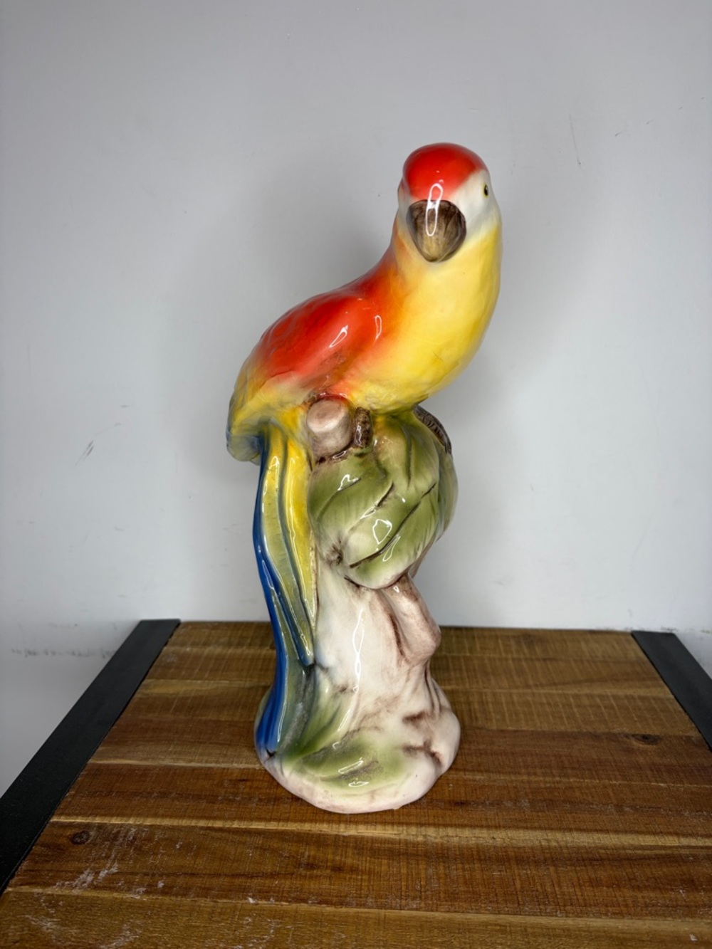 Vintage 14” Italian Ceramic Parrot Figurine